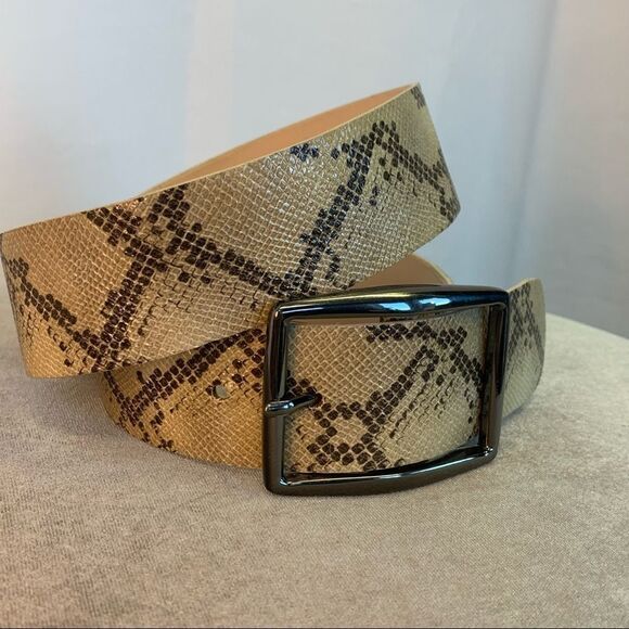 RUDSAK NWOT brown tan snake print belt size small - Picture 2 of 6